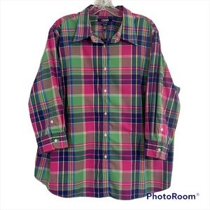 Chaps size 2X plaid button down shirt